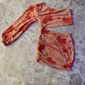 One shoulder dress with cutouts